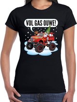 Fout Kerst shirt / t-shirt - Santa op monstertruck / truck - vol gas ouwe - zwart voor dames - kerstkleding / kerst outfit XXL