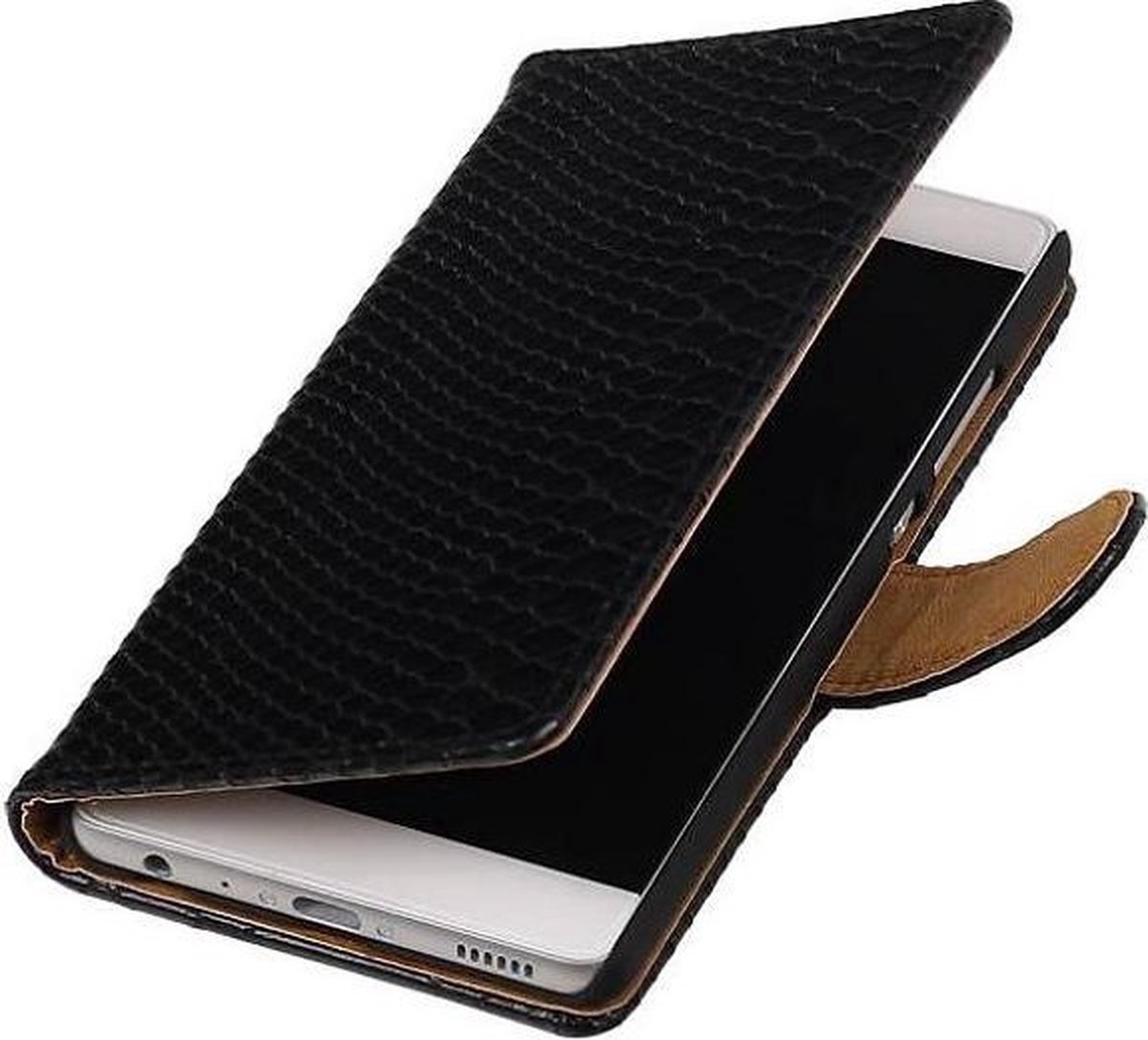 Snake Bookstyle Wallet Case Hoesje - Geschikt voor Huawei P9 Zwart