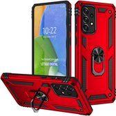 Hoesje Geschikt Voor Samsung Galaxy A73 5G hoesje Hybrid Armor Anti-Shock hoesje Rood - Galaxy A73 5G - A73 5G Hoesje kickstand Ring houder cover TPU backcover hoesje