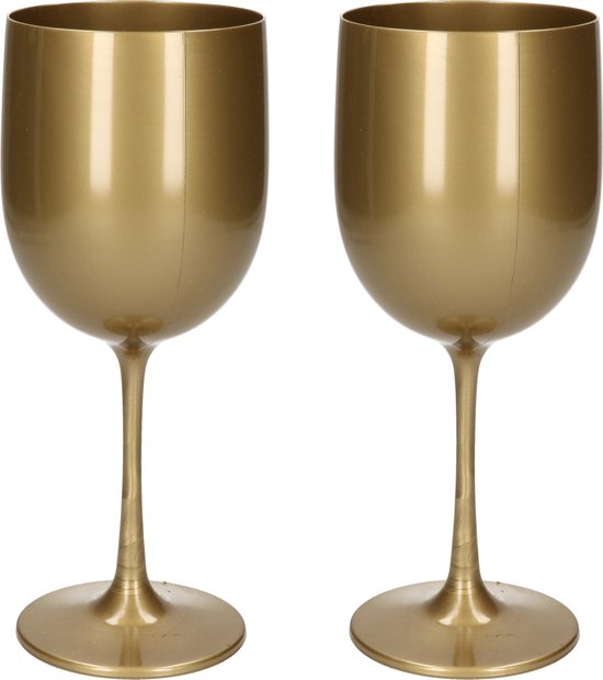 stroom Recensie hoog 2x stuks onbreekbaar wijnglas goud kunststof 48 cl/480 ml - Onbreekbare  wijnglazen | bol.com