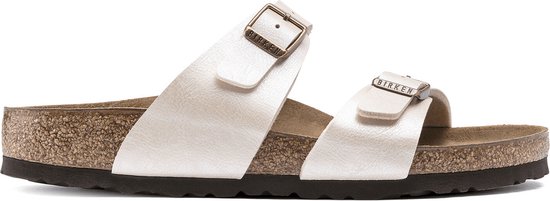 Birkenstock Sydney Dames Slippers Graceful Pearl White Regular-fit |  Wit | Imitatieleer | Maat 38