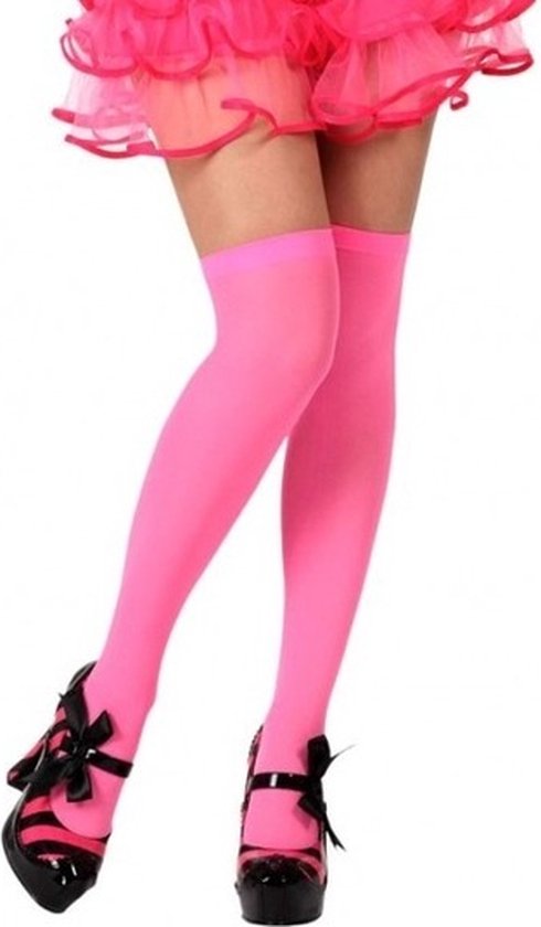 Neon roze verkleed kousen voor dames