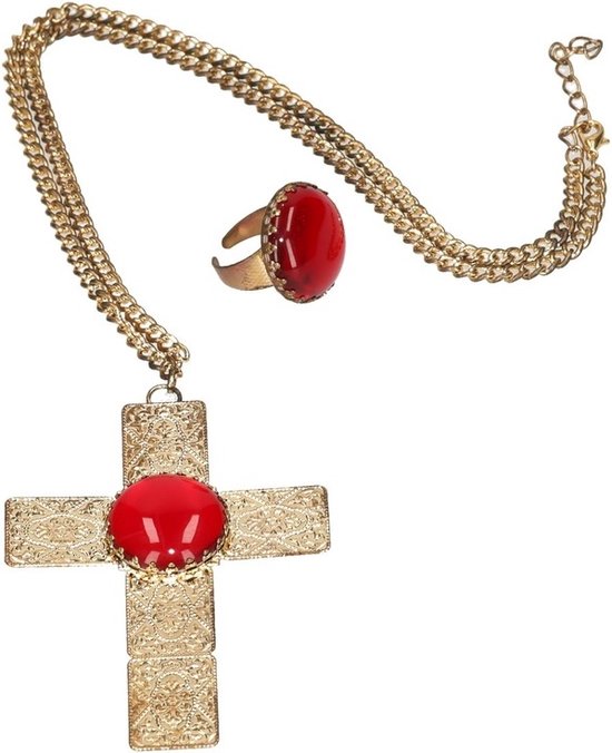 Sinterklaas sieraden set - ketting en ring -heren - verkleed accessoires - 5december
