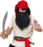 Widmann Piraten carnaval/verkleed baard met snor - zwart - voor volwassenen - verkleden als piraat