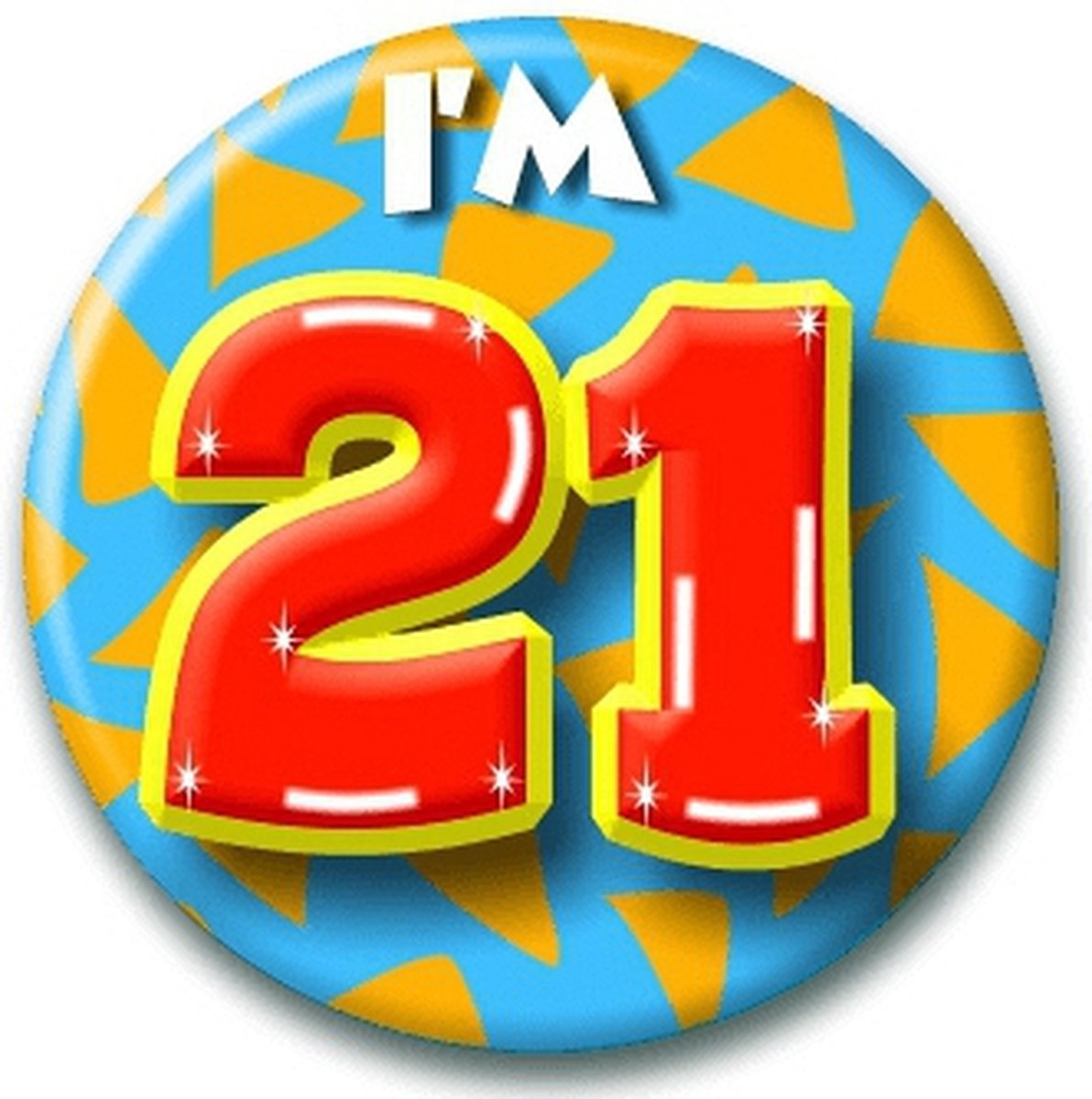 Verjaardags button I am 21