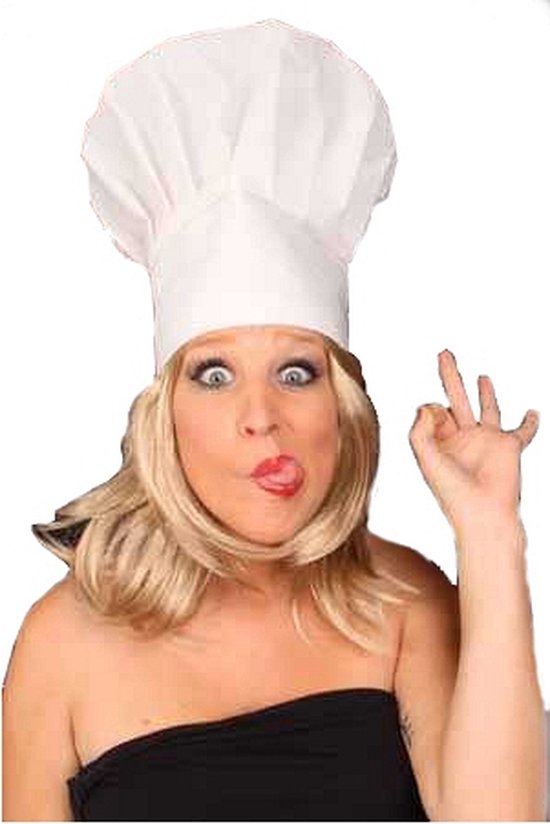 Verkleed koksmuts Le Chef - wit - voor volwassenen - carnaval - keukenprins