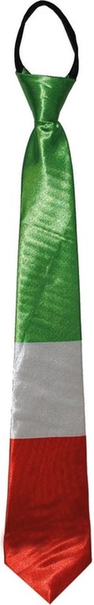 Funny Fashion Verkleed stropdas - Italiaanse vlag kleuren - Landen thema - supporters verkleed accessoires