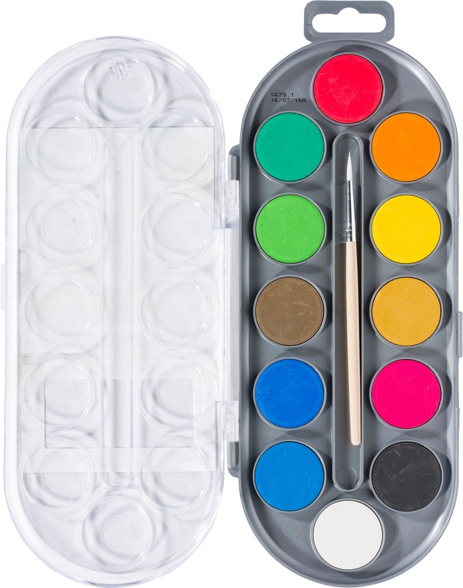 Bruynzeel Kids Waterverf Set van 12 Kleuren met Penseel — afbeelding 6