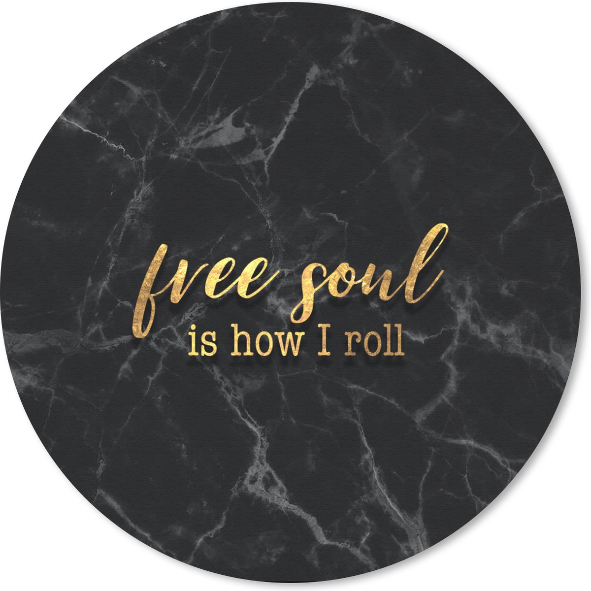 Muismat rond 50x50 cm - Mousepad Quote - Free - Goud - Marmer print - Ronde muismatten