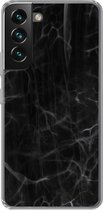 Geschikt voor Samsung Galaxy S22 hoesje - Marmer print - Patronen - Zwart - Siliconen Telefoonhoesje