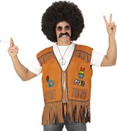 Widmann - Hippie Kostuum - Hippie Vest Ranchero Man - Bruin - Medium / Large - Carnavalskleding - Verkleedkleding