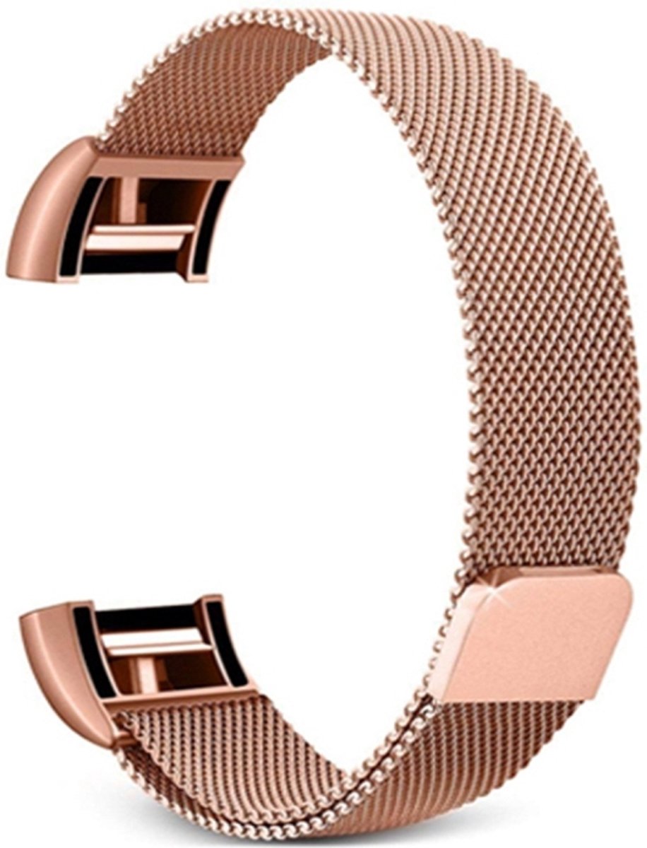 Milanees bandje - geschikt voor Fitbit Charge 2 - maat S/M - rosegoud