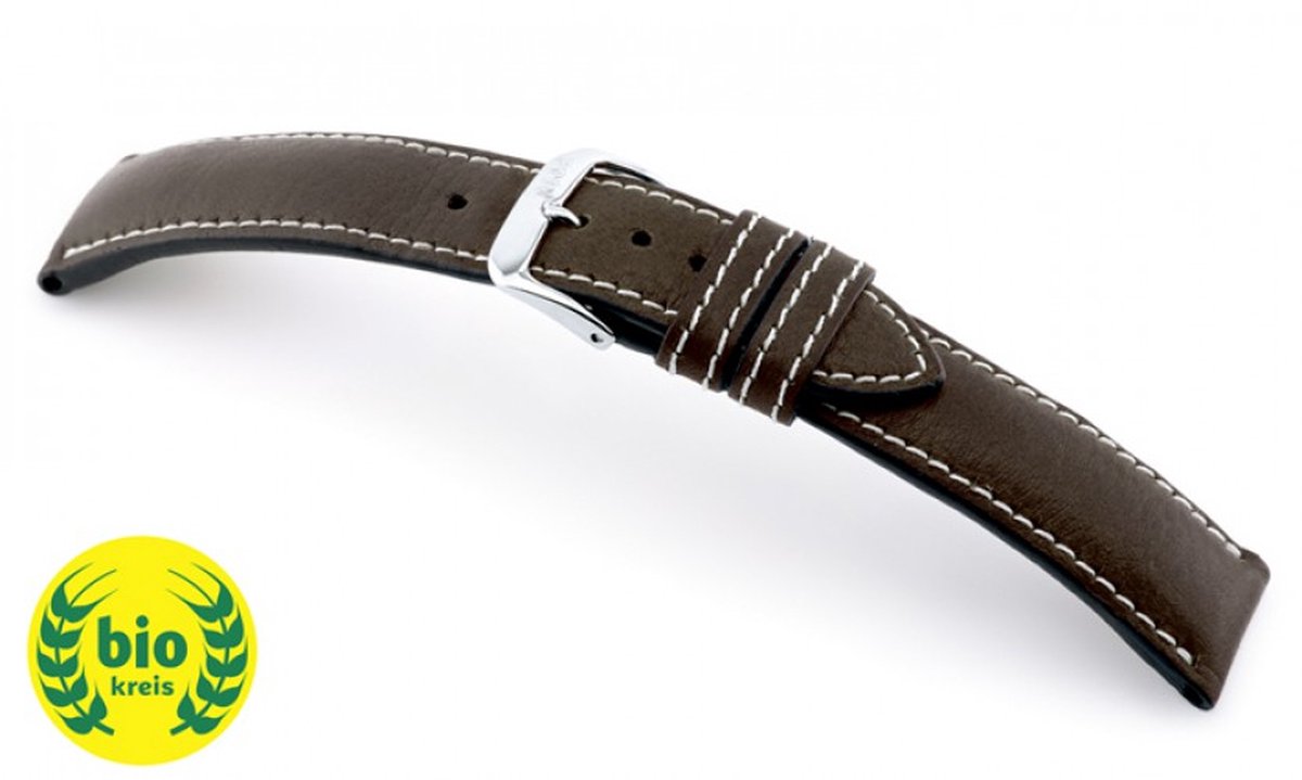 Horlogeband Weilheim Donkerbruin - Leer - 22mm