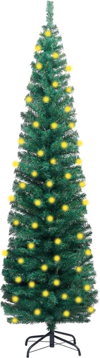 VidaLife Kunstkerstboom met LED's en standaard smal 180 cm PVC groen