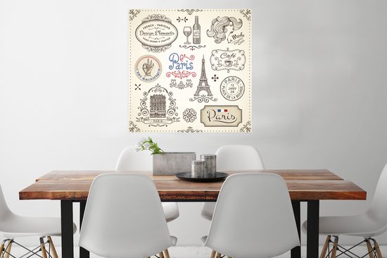 Affiche Une illustration de Paris et ses particularités 75x75 cm - Tirage photo sur Poster (décoration murale salon / chambre) / Poster Europe