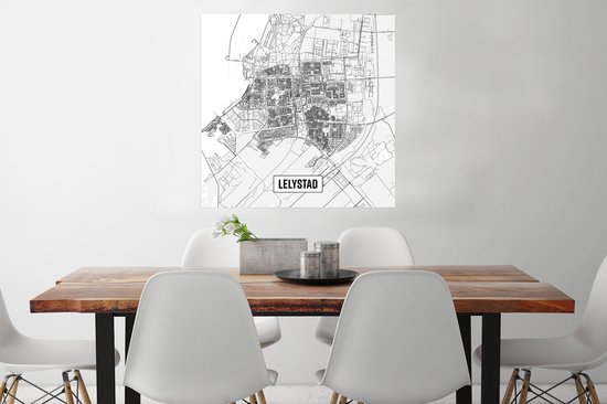 Affiche Plan de la ville Lelystad - 75x75 cm - Carte