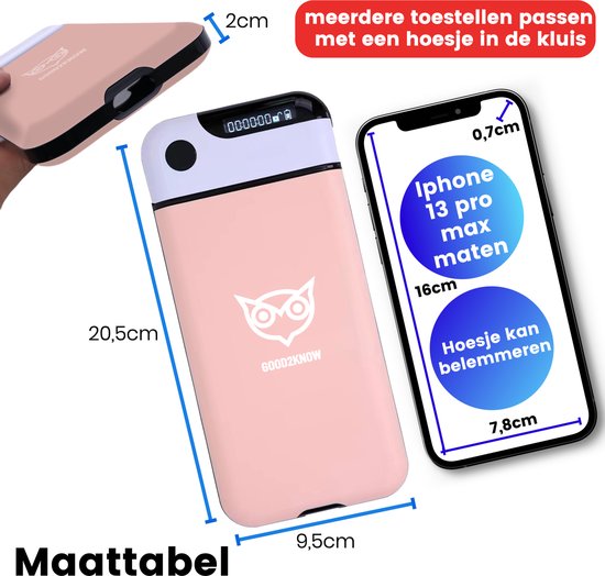 Good2know Telefoon Kluis met Tijdslot - Roze - Timer – Voor één telefoon - Kluis - Kitchen Safe – meer Focus & Zelfdiscipline - studiehulp