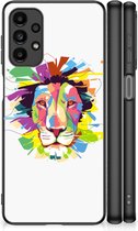 Back Cover Siliconen Hoesje Super als Cadeautjes voor Jongens Samsung Galaxy A13 4G Telefoonhoesje met Zwarte rand Lion Color