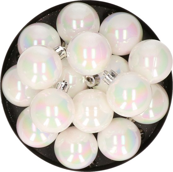 32x stuks kunststof kerstballen parelmoer wit 4 cm Onbreekbare