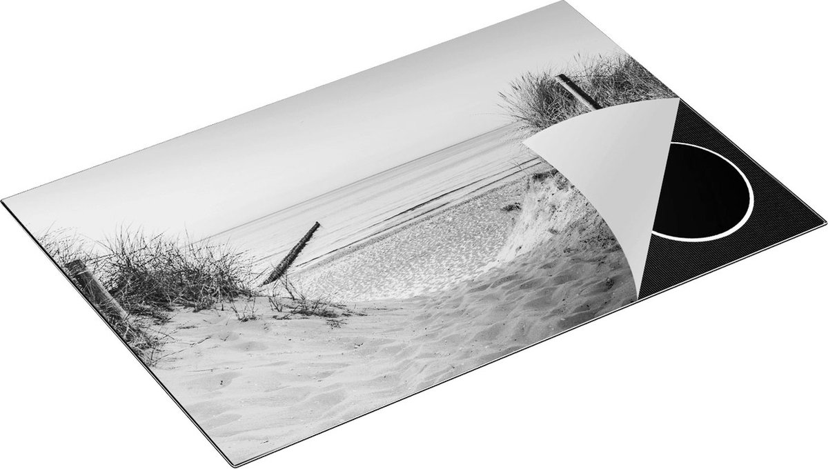 Chefcare Inductie Beschermer Voetpad naar Strand en Zee - Zwart Wit - 80x50 cm - Afdekplaat Inductie - Kookplaat Beschermer - Inductie Mat