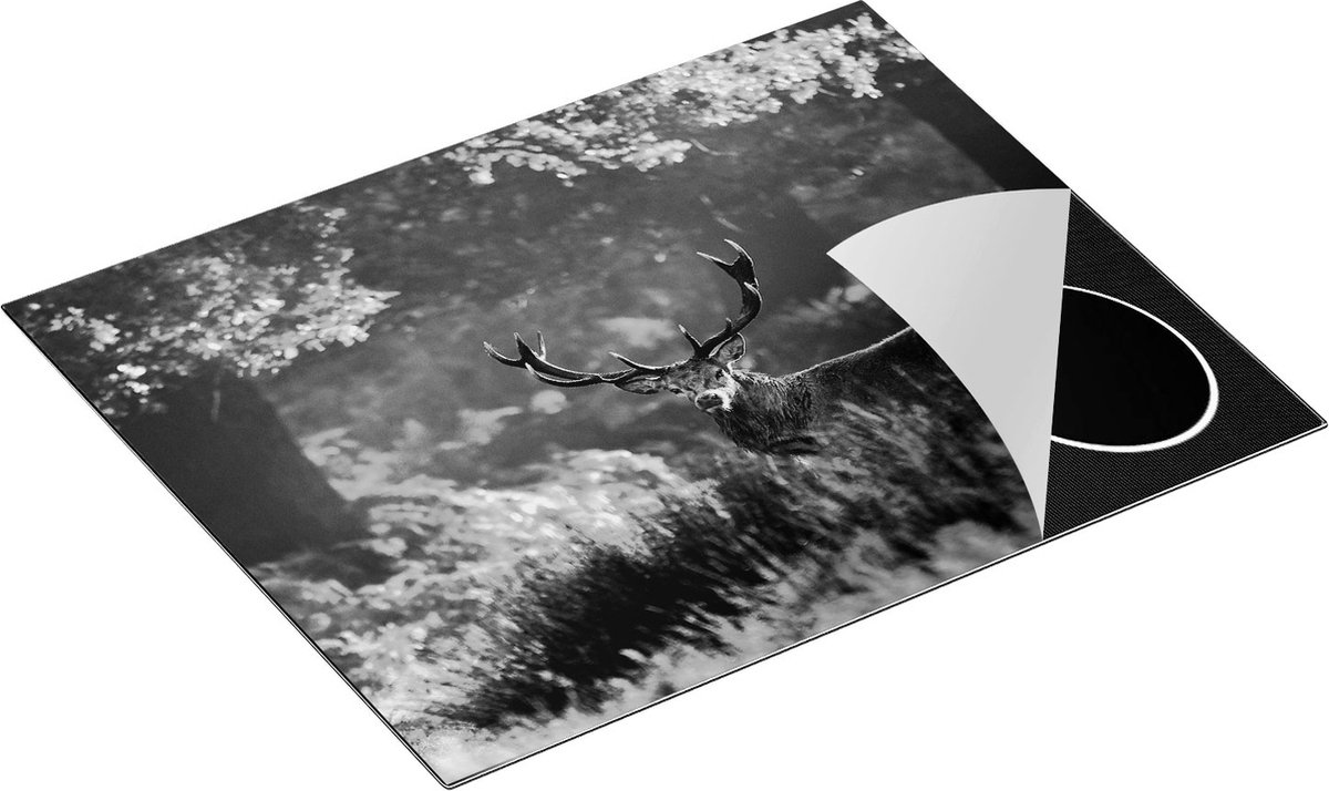 Chefcare Inductie Beschermer Hert in de Bossen - Zwart Wit - 65x50 cm - Afdekplaat Inductie - Kookplaat Beschermer - Inductie Mat
