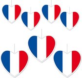 7-delige hou van Frankrijk versiering set hartjes van 14 cm en 28 cm - Landen vlaggen feestartikelen
