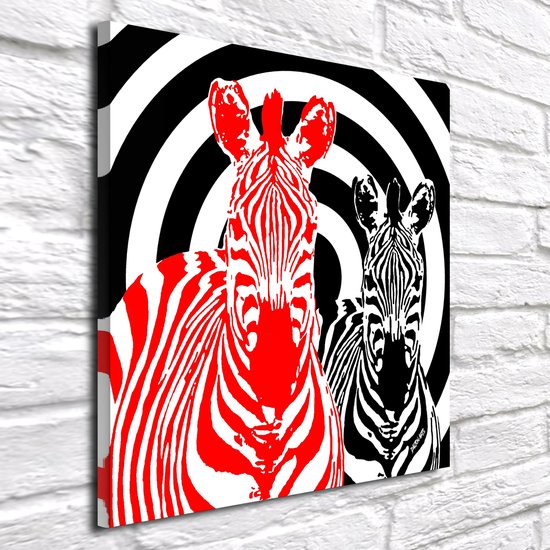 Wall Art Red Zebra Canvas - 80 x 80 cm - Impression sur toile - Sur cadre  en pin -... | bol