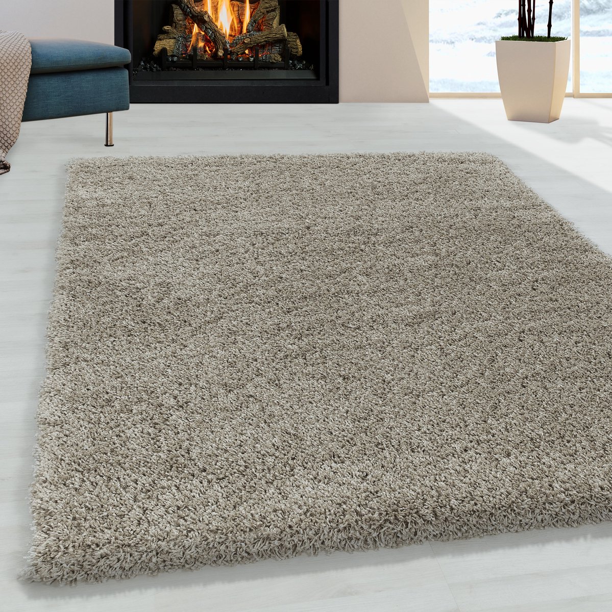 Monaco Soft Shaggy Hoogpolig Vloerkleed Beige- 80x150 CM