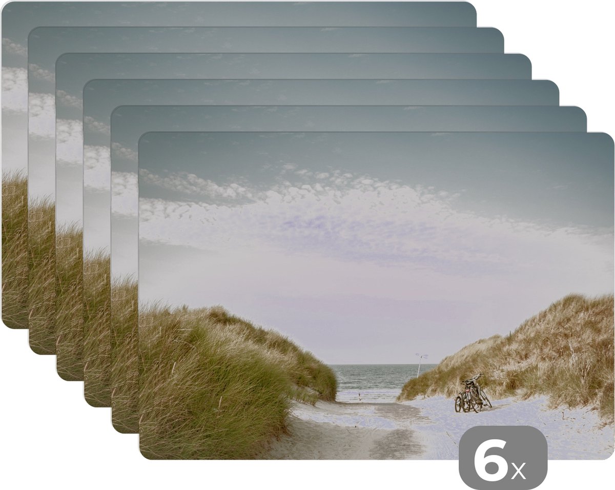 Placemats - Duin - Strand - Zee - Natuur - Zand - Placemat - 45x30 cm - Onderzetters - 6 stuks
