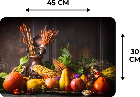 Set de Table - Napperons de Table en Plastique - Légumes - Fruits - Rustique - Table - 45x30 cm - 6 pièces - Résistant à la Chaleur - Antidérapant - Tapis - Amovible
