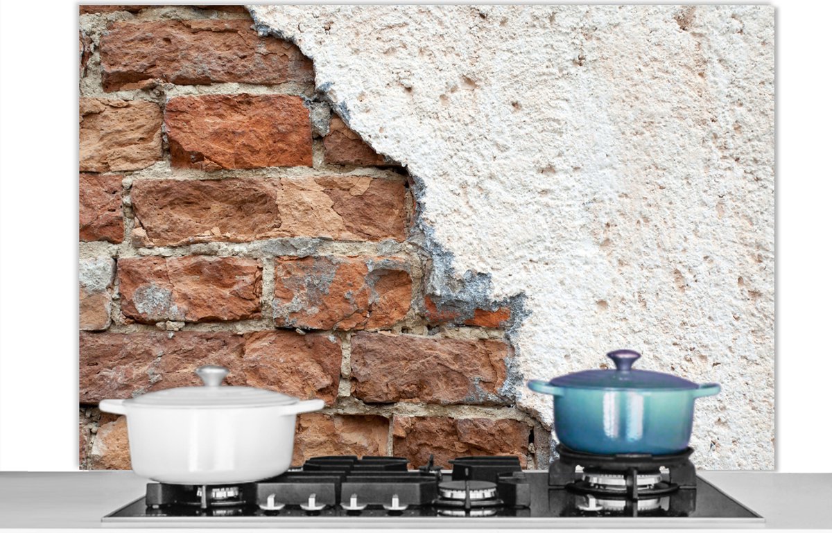 Spatscherm - Spatwand- Baksteen - Muur - Gips - Keuken achterwand - 120x80 cm