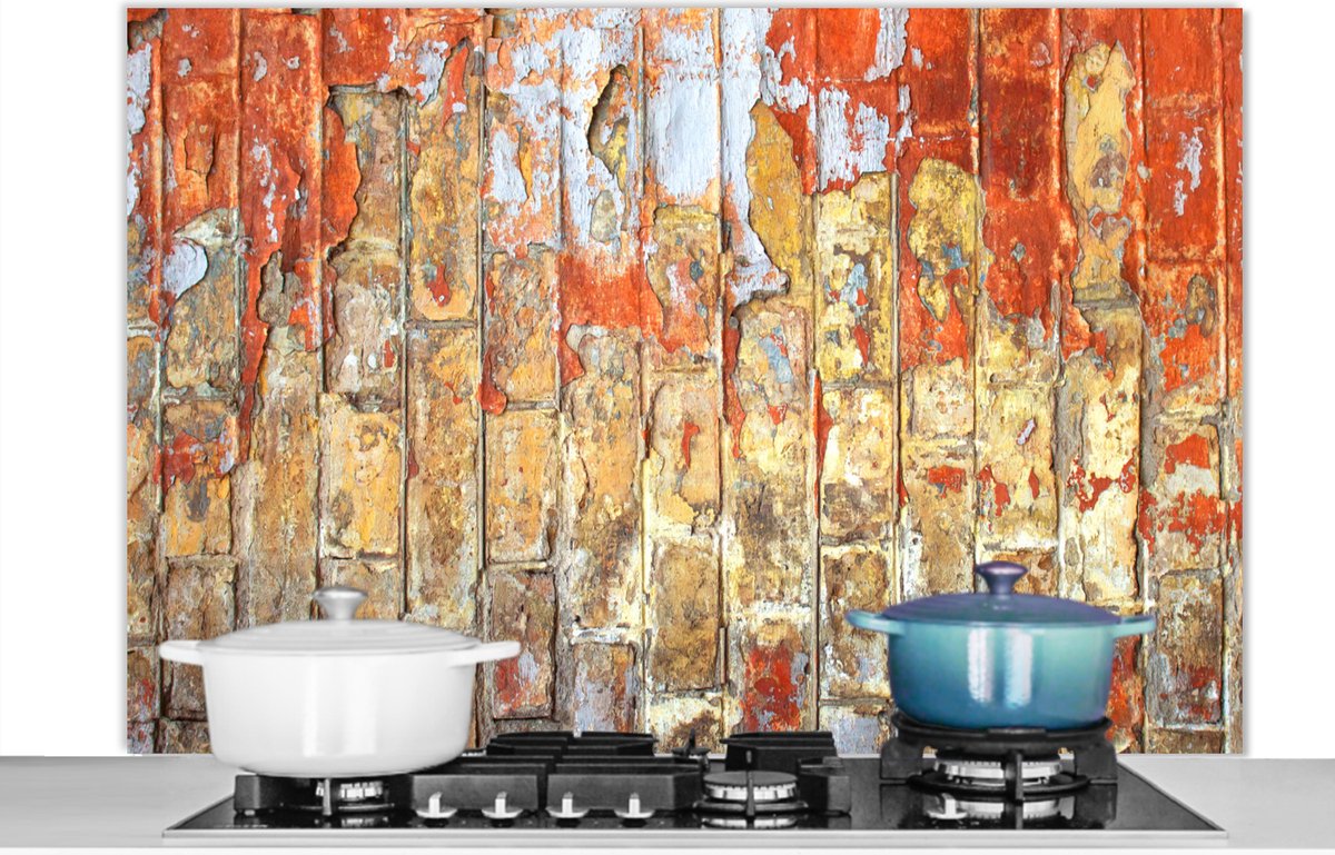 Spatscherm - Verf - Baksteen - Muur - Spatwand keuken - Koken - 120x80 cm