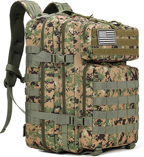 Sac à dos militaire - 45L - Camouflage - Tassen tactiques militaires pour hommes - Pour la chasse - Pour le trekking - Sac à dos - Imperméable - Sac anti-insectes - Point vert