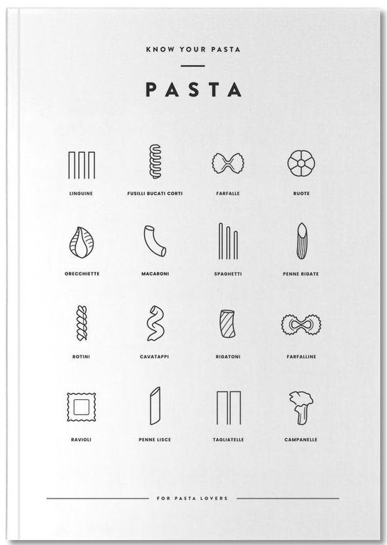 Printable Pasta Chart.pdf Pasta chart - Premium notitieboekje | bol