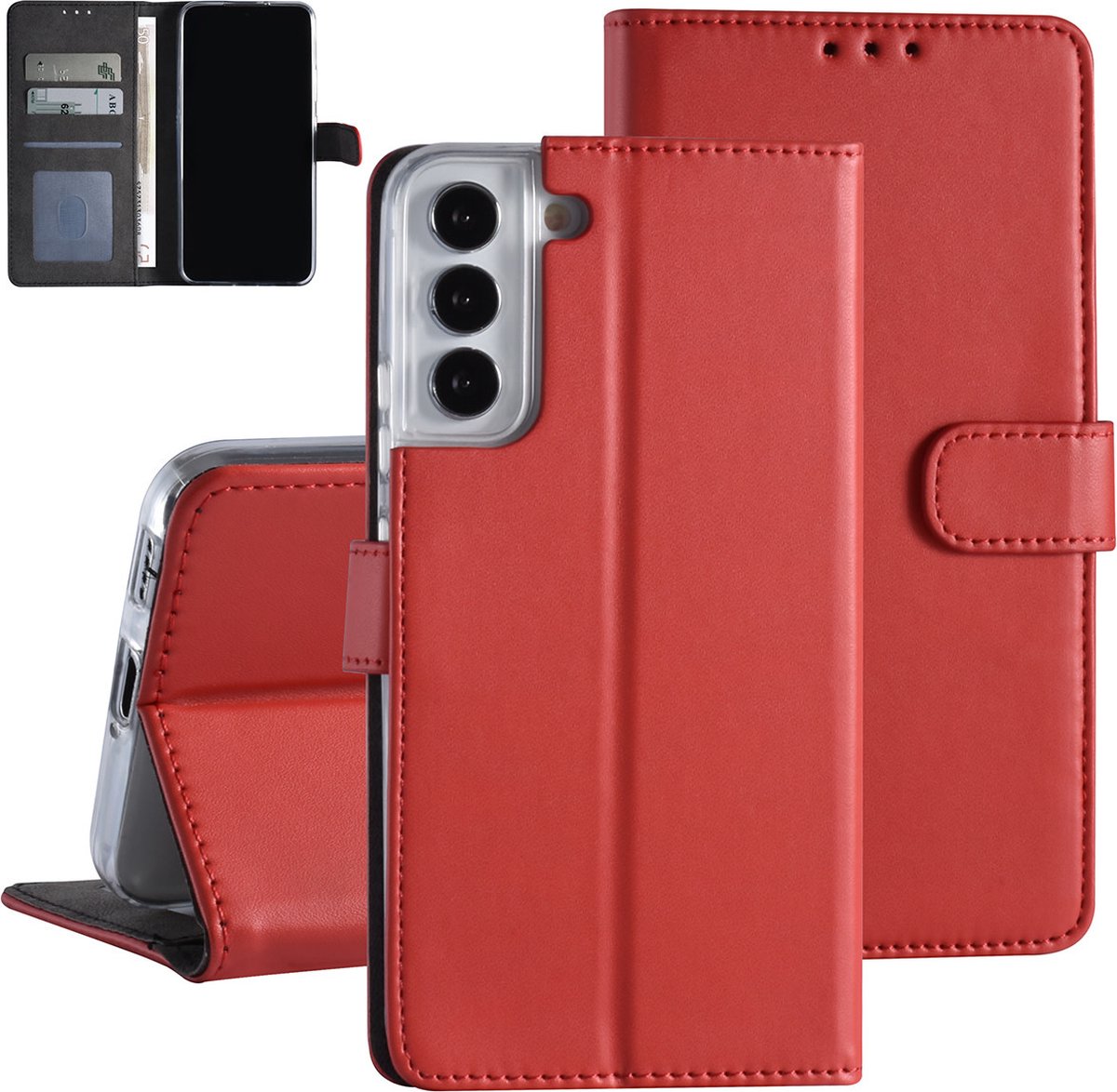 Rood Book Case hoesje voor Samsung Galaxy S22 Plus - Pasjeshouder - Magneetsluiting