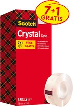 Value Pack: 7 x Scotch® Crystal Tape, Kartonnen Toren, 19 mm x 33 m + 1 Rol GRATIS