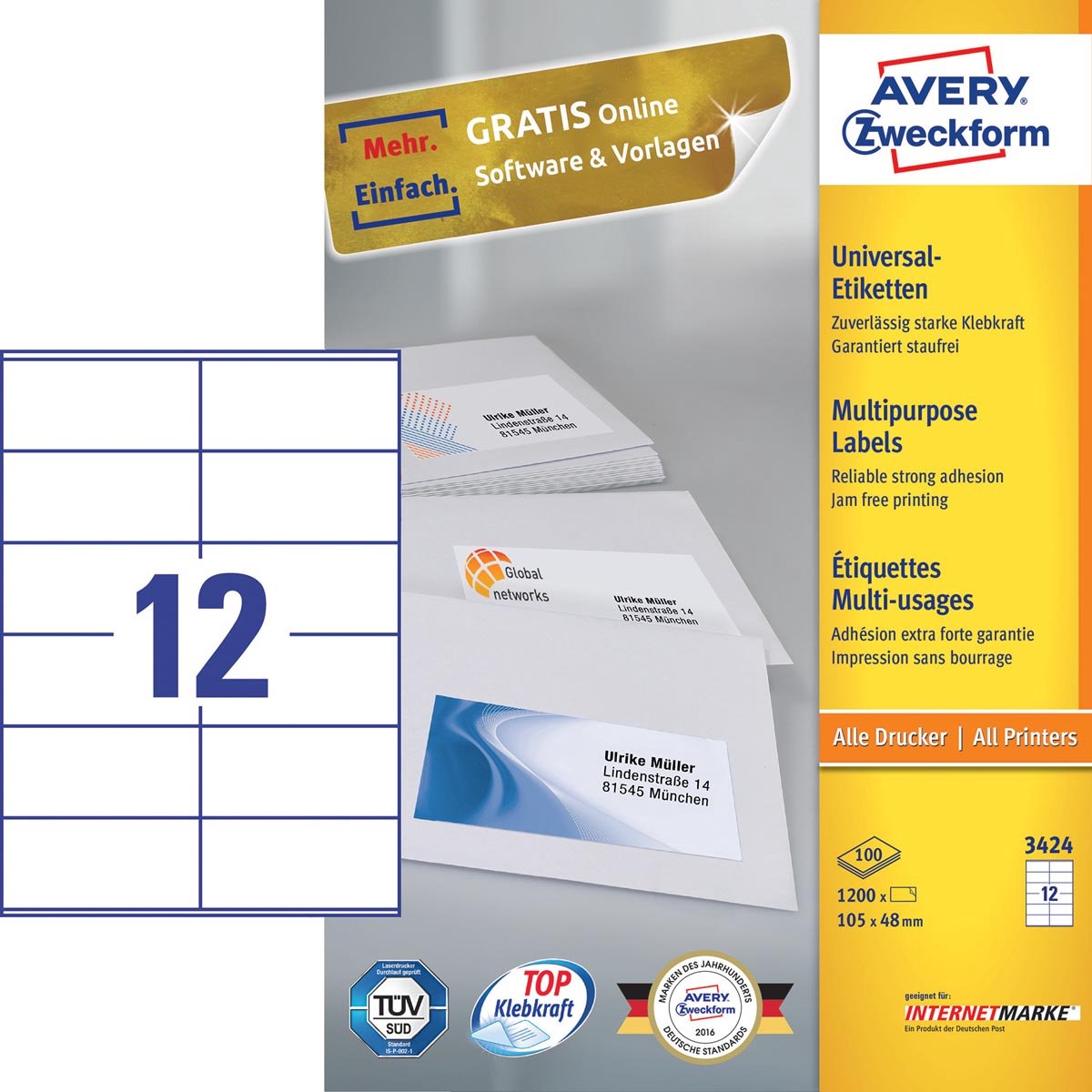 AVERY Zweckform Universal-Etiketten Office&Home, 105 X 48 Mm 3424-10 - View #14