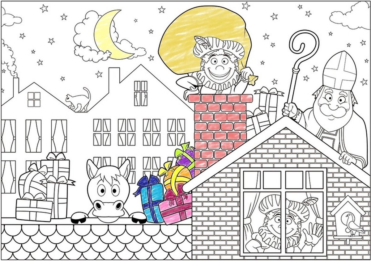 Image of 30x Papieren Sinterklaas kleurplaat placemats voor bedrijven / scholen / evenementen / kinderopvang