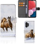 GSM Hoesje Geschikt voor Samsung Galaxy A13 (4G) Wallet Book Case Paarden