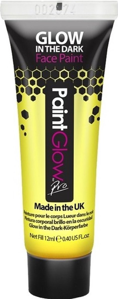 PaintGlow Face/Body paint - neon geel/glow in the dark - 10 ml - schmink/make-up - waterbasis