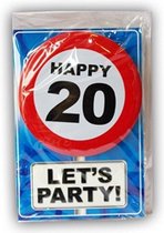Happy Birthday kaart met button 20 jaar