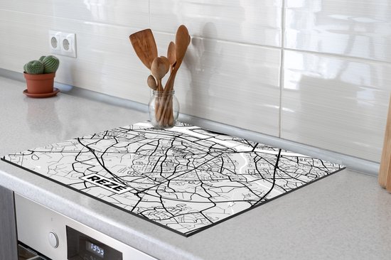 KitchenYeah® Inductie beschermer 78x78 cm - Frankrijk - Rezé - Stadskaart - Plattegrond - Kaart - Kookplaataccessoires - Afdekplaat voor kookplaat - Inductiebeschermer - Inductiemat - Inductieplaat mat