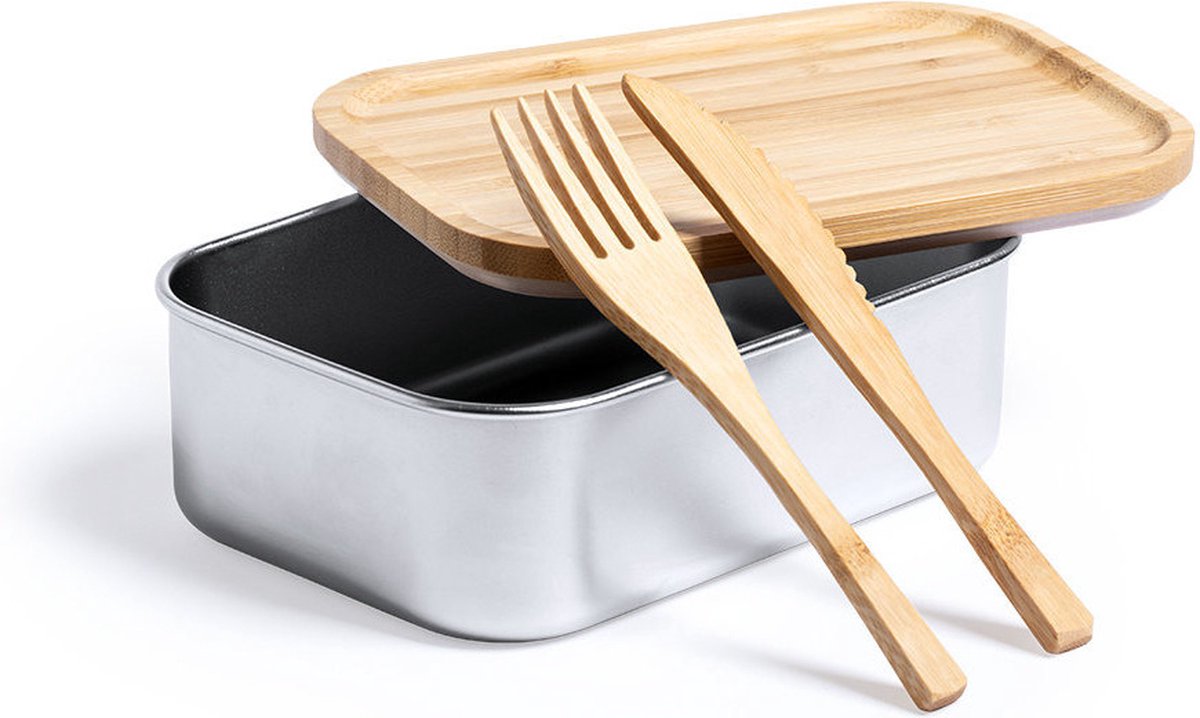Bamboe lunchbox met bestek 600 ml