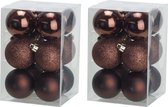 48x stuks kunststof kerstballen donkerbruin 6 cm mat/glans/glitter - Onbreekbare plastic kerstballen - Kerstversiering