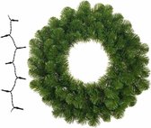 Couronne de Noël verte/couronne de pin/couronne de porte 45 cm avec éclairage blanc clair