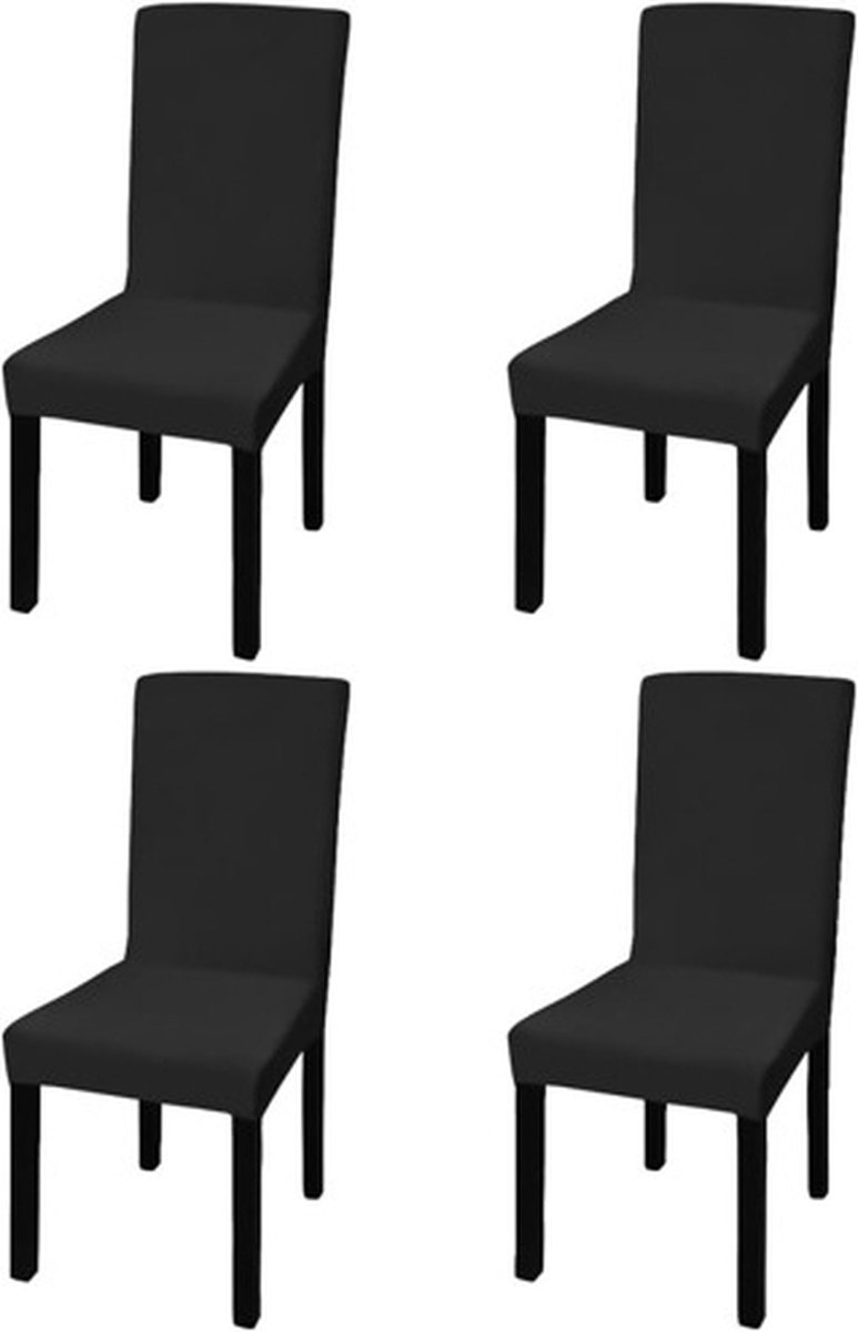vidaXL Stoelhoezen - 4 - st - stretch - recht - zwart