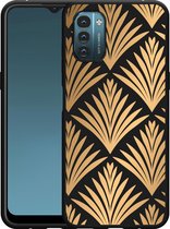 Nokia G11/G21 Hoesje Zwart Art Deco Gold - Designed by Cazy