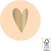 Sluitsticker - Sluitzegel Gouden Hart Glans | Pastel licht oranje / Zalm – Goud | Bedankje – Envelop | Hart - Hartje | Chique | Envelop stickers | Cadeau – Gift – Cadeauzakje – Traktatie | Chique inpakken | DH Collection