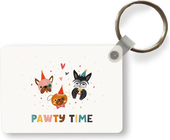 Sleutelhanger - Honden - Quotes - Spreuken - Pawty time - Uitdeelcadeautjes - Plastic