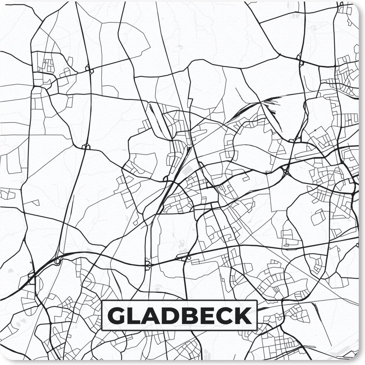 Muismat 30x30 cm - Mousepad Gladbeck - Plattegrond - Kaart - Stadskaart - Muismatten - Stadskaart